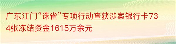 广东江门“诛雀”专项行动查获涉案银行卡734张冻结资金1615万余元